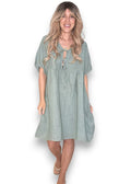 Helga May: Deux Ribbon Babydoll Dress - Forest