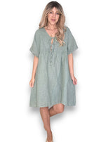 Helga May: Deux Ribbon Babydoll Dress - Forest