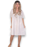Helga May: Deux Ribbon Babydoll Dress - Beige