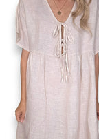 Helga May: Deux Ribbon Babydoll Dress - Beige
