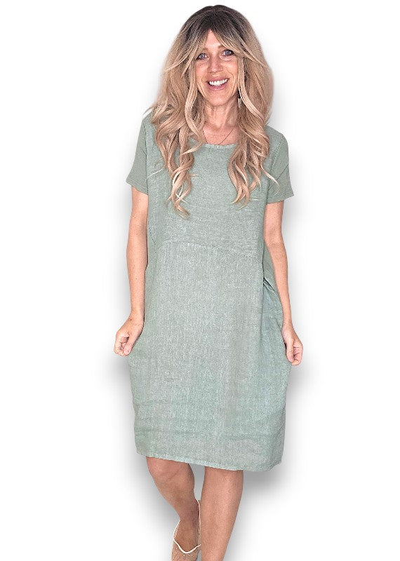 Sized Helga May Jungle Dress: Plain Sage