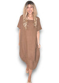 Sized Helga May Mid Sleeve Maxi Dress - Coffee