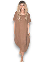 Sized Helga May Mid Sleeve Maxi Dress - Coffee