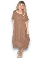 Sized Helga May Mid Sleeve Maxi Dress - Coffee