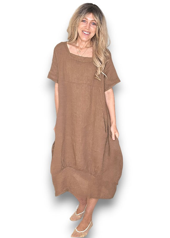 Sized Helga May Mid Sleeve Maxi Dress - Coffee