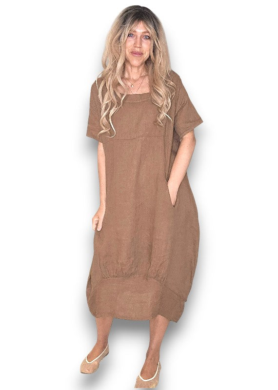 Sized Helga May Mid Sleeve Maxi Dress - Coffee