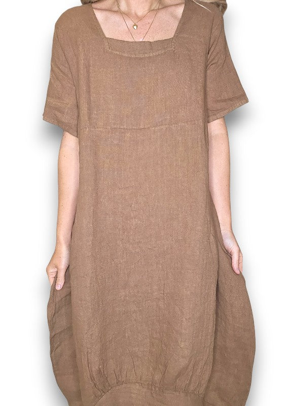 Sized Helga May Mid Sleeve Maxi Dress - Coffee