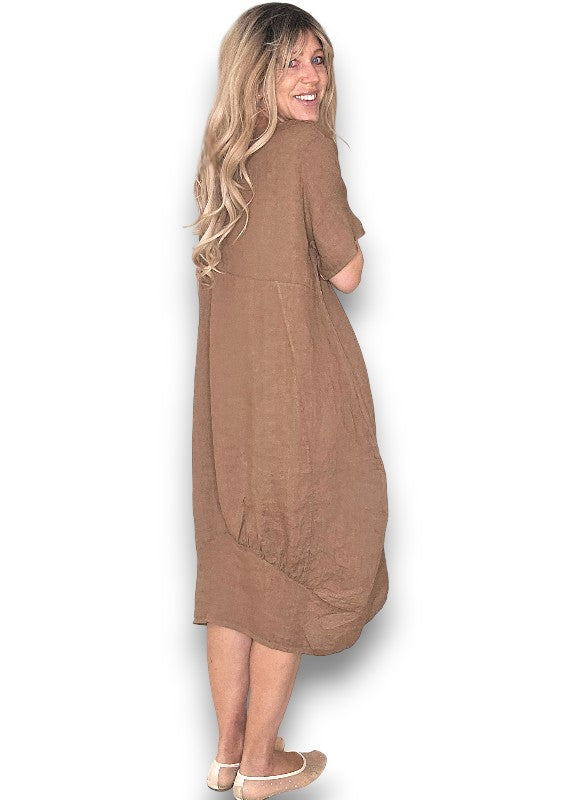 Sized Helga May Mid Sleeve Maxi Dress - Coffee
