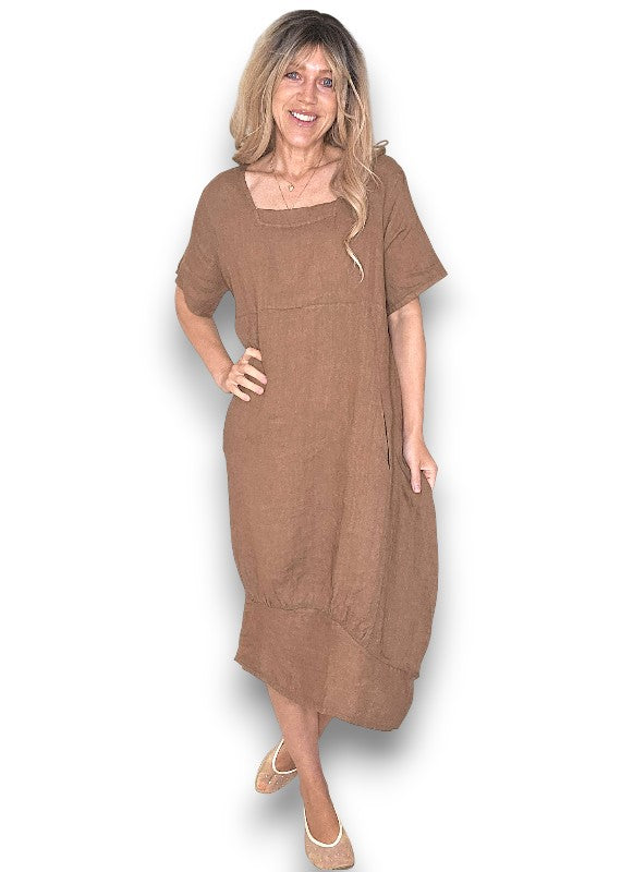 Sized Helga May Mid Sleeve Maxi Dress - Coffee