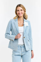 Denim Blazer & Brooch
