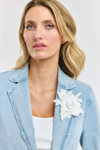 Denim Blazer & Brooch