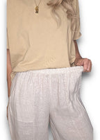 Helga May: Mini Button Linen Pants - Beige