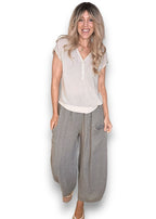 Helga May: Barrel Linen Pants - Mocha