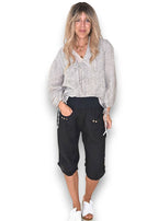 Helga May: Linen Capri Pants - Black