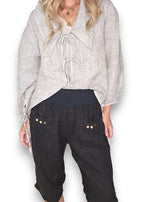 Helga May: Linen Capri Pants - Black