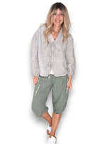 Helga May: Linen Capri Pants - Forest