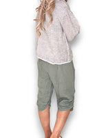 Helga May: Linen Capri Pants - Forest