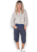 Helga May: Linen Capri Pants - Navy