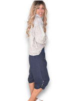 Helga May: Linen Capri Pants - Navy
