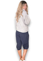 Helga May: Linen Capri Pants - Navy