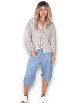 Helga May: Linen Capri Pants - Petrol