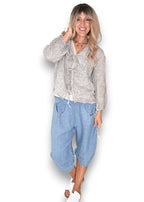 Helga May: Linen Capri Pants - Petrol