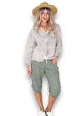 Helga May: Linen Capri Pants - Forest