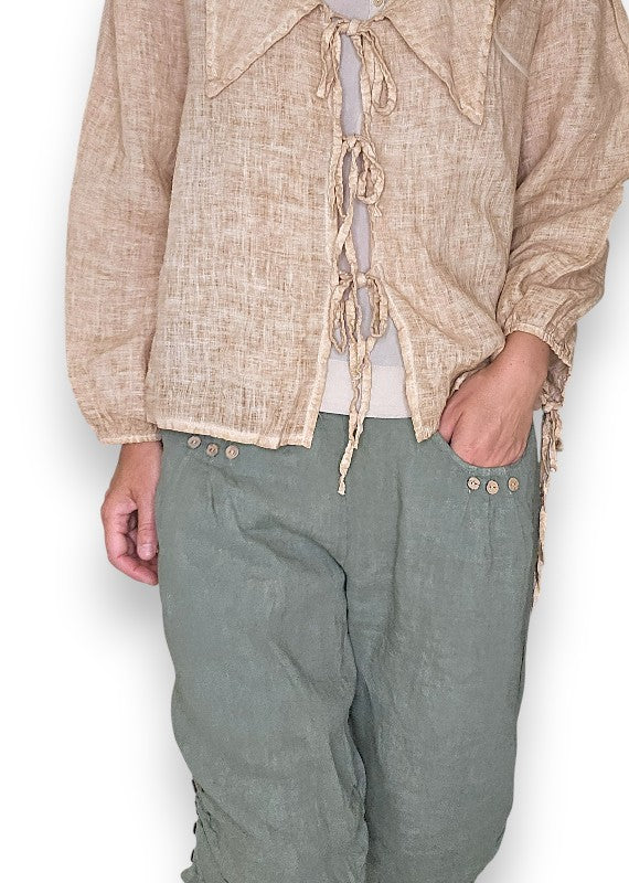 Helga May: Linen Dollhouse Top - Washed Caramel