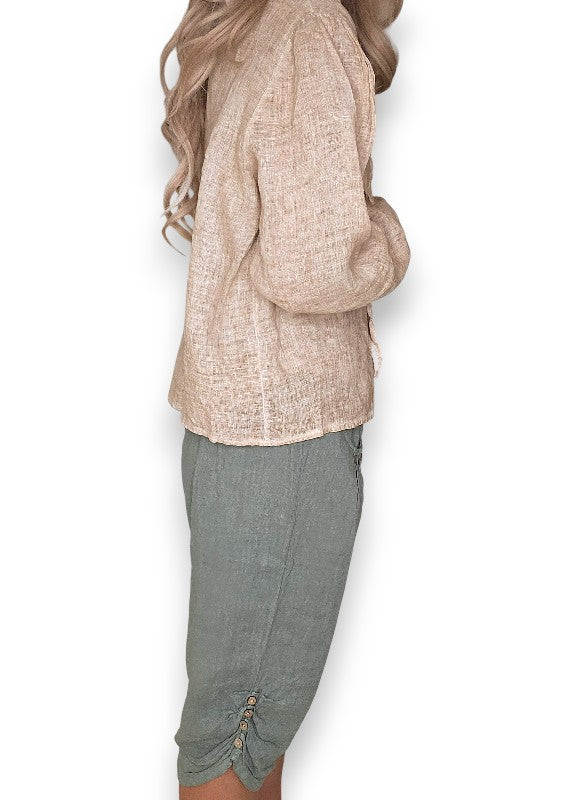 Helga May: Linen Dollhouse Top - Washed Caramel