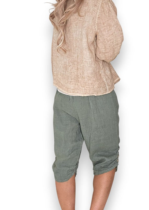 Helga May: Linen Dollhouse Top - Washed Caramel