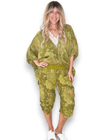 Helga May: Scarlett Rose Linen Capri Pants - Olive