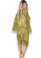 Helga May: Scarlett Rose Linen Capri Pants - Olive
