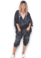 Helga May: Scarlett Rose Linen Capri Pants - Black