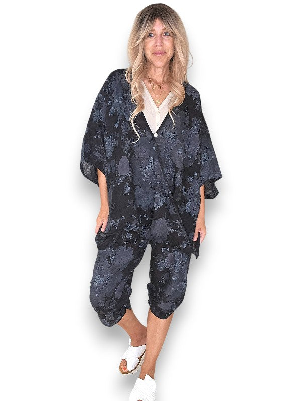 Helga May: Scarlett Rose Linen Hemmingway Wrap - Black
