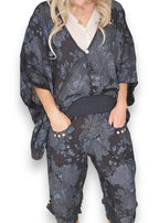 Helga May: Scarlett Rose Linen Capri Pants - Black