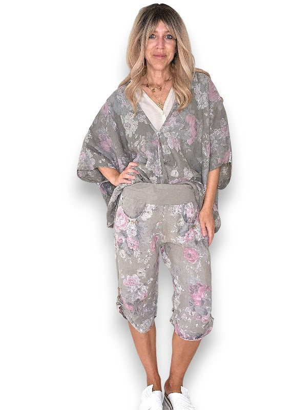 Helga May: Scarlett Rose Linen Capri Pants - Mocha
