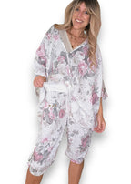 Helga May: Scarlett Rose Linen Capri Pants - White