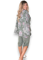 Helga May: Scarlett Rose Linen Hemmingway Wrap - Forest