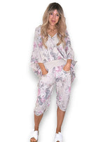 Helga May: Scarlett Rose Linen Capri Pants - Beige