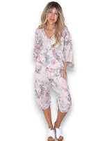 Helga May: Scarlett Rose Linen Capri Pants - Beige