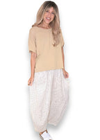 Helga May: Barrel Linen Pants - Vanilla Pinstripe