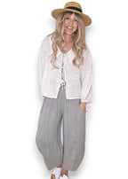 Helga May: Barrel Linen Pants - Grey