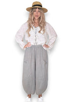 Helga May: Barrel Linen Pants - Grey