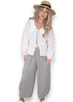 Helga May: Barrel Linen Pants - Grey