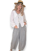 Helga May: Barrel Linen Pants - Grey