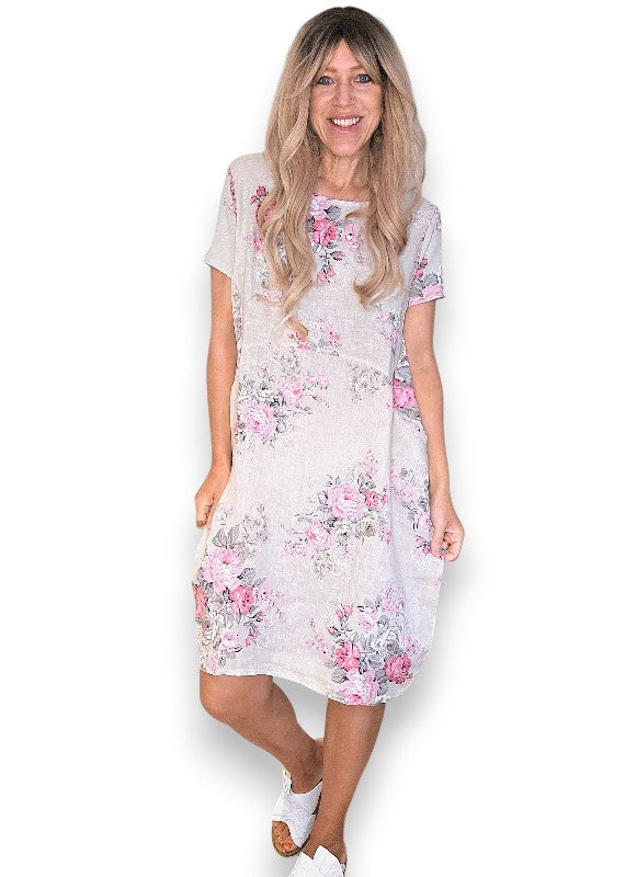 Sized Helga May Jungle Dress: High Tea - Beige