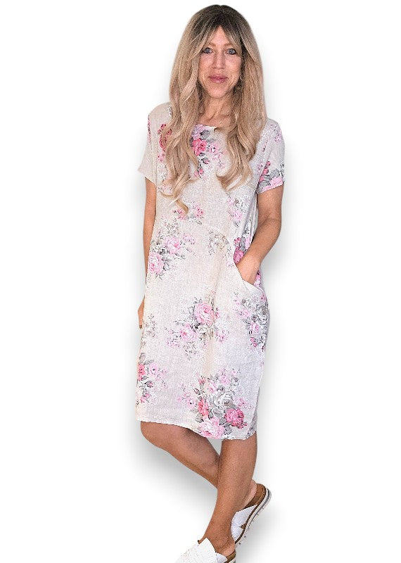 Sized Helga May Jungle Dress: High Tea - Beige