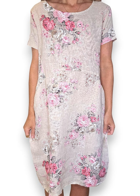 Sized Helga May Jungle Dress: High Tea - Beige