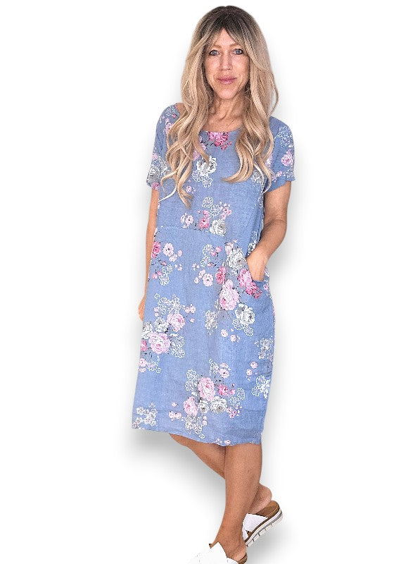 Sized Helga May Jungle Dress: High Tea - Petrol