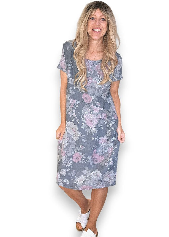 Sized Helga May Jungle Dress: Scarlett Rose - Grey